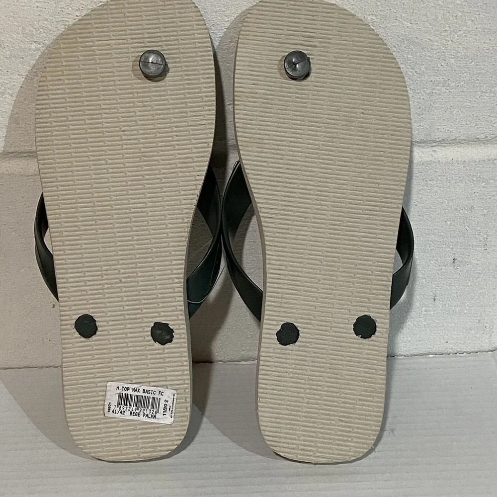 havaianas Top Max Basic FC Flip Flop Sandals US9/10 EU43/44 Beige Beach‎ NWT